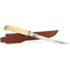 Karesuando 3522 Laxen Knife With Curly Birch And Reindeer Antler Handle -TOPS Knives Shop 127283