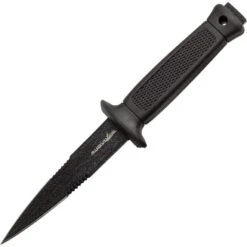 China Made 4234 Mini Dagger Fixed Dagger Black Textured Coating Blade Knife With Black Textured Rubberized Handle