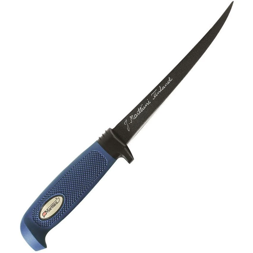 Marttiini 826017T Martef Fillet Leather Sheath With Blue Textured Rubber Handle 3 Marttiini 826017T Martef Fillet Leather Sheath With Blue Textured Rubber Handle