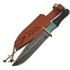 Damascus 1149 Bowie Knife With Horn And Turquoise Handle -TOPS Knives Shop 220214 220218