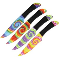 Wild Boar 1023 Tie Dye Throwing Stainless Finish Knife With Black Cord Wrapped Handle