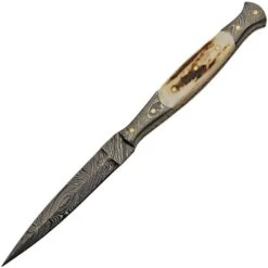 Damascus 1178 Slim Fixed Blade Knife With Stag Bone Handle