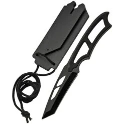 China Made 11430BK 3 Inch Neck Stainless Tanto Blade Knife With Black ABS Handle